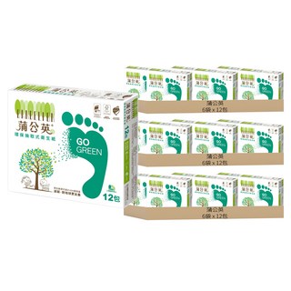 蒲公英 環保抽取衛生紙 100%再生紙漿製造 72入, 12包, 18袋