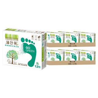 蒲公英 環保抽取衛生紙 100%再生紙漿製造, 12包, 12袋