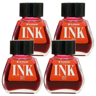 PLATINUM 白金牌 鋼筆專用墨水 INK-400 30ml, 紅色, 4罐
