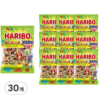 하리보 웜즈 사우어 젤리, 80g, 30개