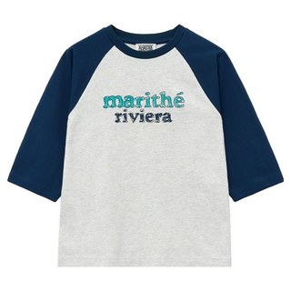 MaritheFrancoisGirbaud 兒童 ENFANT 撞色拼接拉格倫七分袖 T恤