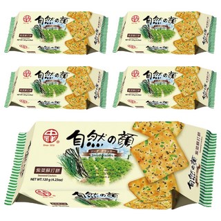 中祥 自然之顏 紫菜蘇打餅, 香脆涮嘴, 嚴選紫菜青蔥, 清爽香酥, 120g, 5包