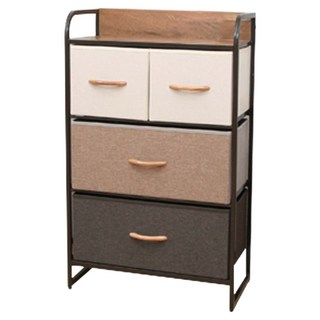 YOUFONE 日式古典風拚色麻布多樣式3層式抽屜收納/衣物櫃, A款, 4層