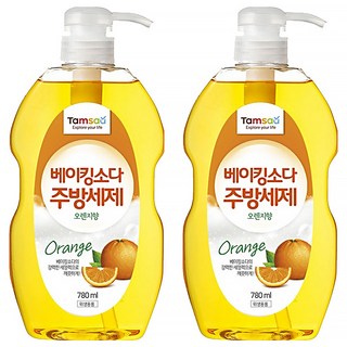 Tamsaa 小蘇打洗碗精, 強效清潔油污去除異味，適用於餐具和蔬果清洗, 780ml, 2瓶