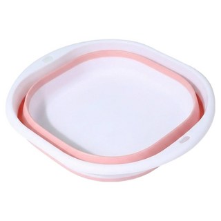 葉子小舖 多功能折疊臉盆 大 粉白色, 1個