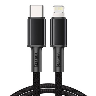 Baseus 倍思 PD 高密編織快充線 Type-C to i P 20W 480Mbps 數據傳輸, 1m, 黑色, 1條