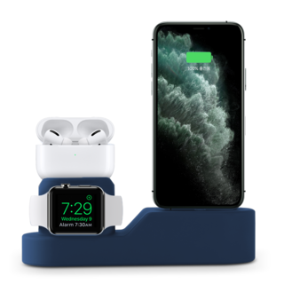 apent iphone Air Pods Pro/Apple Watch通用3合1充電座, 海軍, 1個