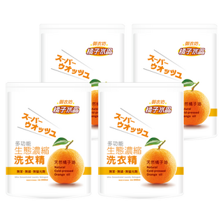 AKIRA 御衣坊 橘子水晶 多功能生態濃縮洗衣精 補充包 天然冷壓橘油 植萃潔淨配方 中性溫和, 2L, 4包