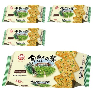 中祥 自然之顏 紫菜蘇打餅, 香脆涮嘴, 嚴選紫菜青蔥, 清爽香酥, 120g, 4包