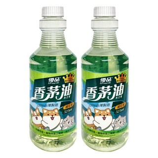 優品 香茅油 補充瓶 525ml 清新消臭 天然成分 台灣製造, 2瓶