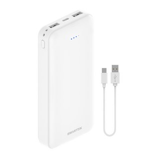 스마텍 듀얼포트 슬림보조배터리 20000mAh c타입 케이블, STPB-SL2(WH), 화이트