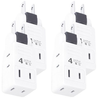 POWER BULL 動力公牛 日式新四面插 180度旋轉插頭, 8.3cm, 白色, 4個