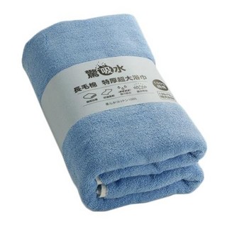 non-no 儂儂 驚吸水雙色浴巾, 雙股紗設計 長毛棉 100%純棉 台灣製造 厚磅手感 飯店等級, 天空藍, 1條