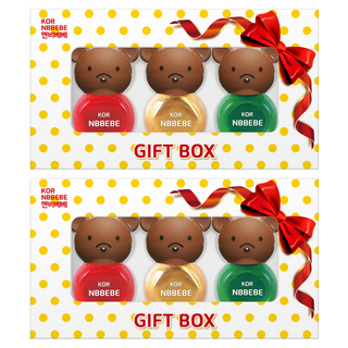 NBBEBE 兒童指甲油 3種禮盒組, 鮮紅色 + 閃亮金色 + 鮮綠色, 2組