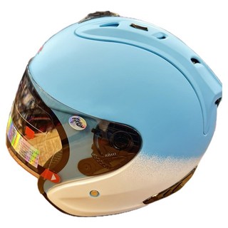 全罩式安全帽 R3A6 S 含護目鏡, 天藍色 + 白色