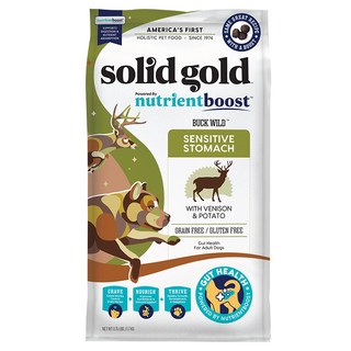 solid gold 素力高 成犬血漿系列 無穀荒野雄鹿犬糧 腸胃敏感配方 3.75lb 呵護愛犬腸道健康, 鹿肉 + 馬鈴薯, 1袋