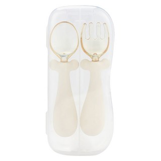 아띠래빗 360도 휘어지는 자기주도 이유식 스푼 + 케이스 세트, 푸딩크림, 1세트