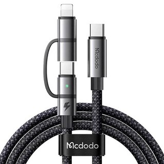 Mcdodo 麥多多 威爾斯Gen2 閃充線 二合一PD L + C, 最大支援20V/5A 100W Max, 10Gb/s, 1.2m, 黑色, 1條