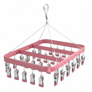 Couselect 鋁合金多夾曬衣夾 30夾 防滑防風晾衣架/襪子夾/內衣褲夾/晾衣夾, 玫瑰粉, 1個