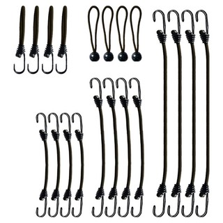 NASKAPI 鉤環式彈力繩 5種 20入套組, 黑色