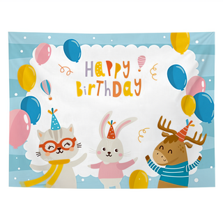 磨毛生日掛布 薄款, 貓兔鹿