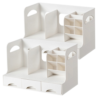 AOTTO 創意傢俱 多功能文具桌上收納架 TA-201, 白色, 2個