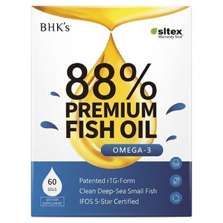 BHK's 88% Omega-3 頂級魚油軟膠囊, 60顆, 1盒