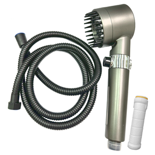 WIDE VIEW SPA按摩3檔增壓過濾蓮蓬頭組 手持花灑/蓮蓬頭/濾芯/蓮蓬頭軟管, 1組, 黑色 + 白色