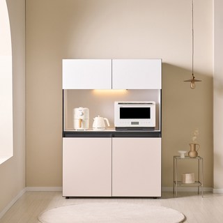 엘리에셀 LED 진열 광폭 수납장 1000 세트 방문설치, 화이트베이지