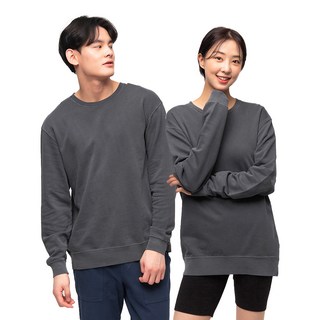 CARET 男女通用寬版成衣染色排汗衫, M, 炭灰色