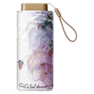 極美油畫輕量黑膠自動折傘 220g, 白色 玫瑰