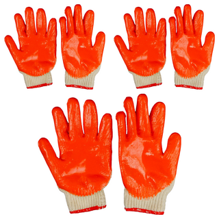 TRENY 沾膠手套-防滑耐磨 棉紗材質吸汗透氣 適用於園藝、建築、搬運等多種場合, 3入