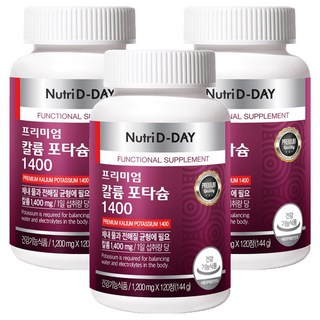 뉴트리디데이 프리미엄 칼륨 포타슘 1400, 120정, 3개