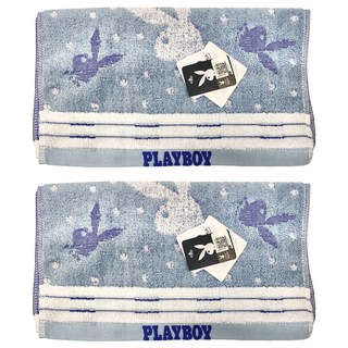 PLAYBOY 雪國星空毛巾, 美國棉, 柔軟親膚, 33x76公分, 藍色, 2條