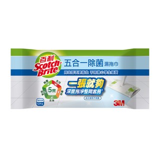 3M Scotch-Brite 百利 五合一除菌濕拖巾 12張, 1包