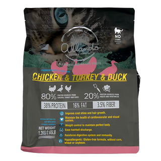 allando 奧藍多 貓用 天然無穀乾糧, 雞肉 + 火雞肉 + 鴨肉, 1.2kg, 1袋