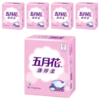 五月花 蓬厚柔頂級抽取衛生紙, 100張, 8包, 5袋
