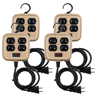 MAX STAR 太星電工 一開四插工業風延長線 15A 3孔 AX-C0413, 1.8m, 沙棕色, 4條