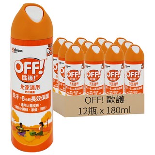OFF! 歐護 全家適用 噴霧式防蚊液 6小時長效保護, 180ml, 12瓶