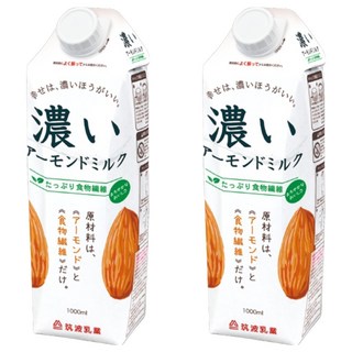 TSUKUBA 筑波乳業 香濃杏仁飲 無糖, 2個, 1L