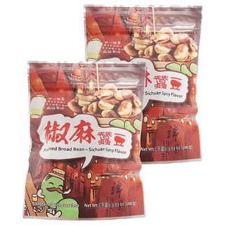 六福 風味蠶豆 椒麻 香酥脆口 經典台式零食, 100g, 2包