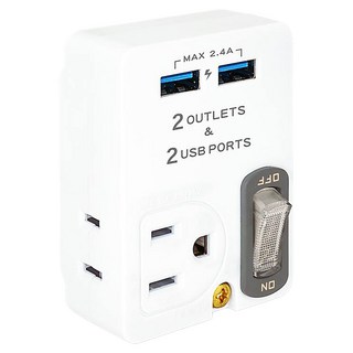 Dr.AV 聖岡科技 2USB + 2插節能分接插座, 2.4A最大輸出 雙USB可同時充電, 白色, 1個, 5.5cm