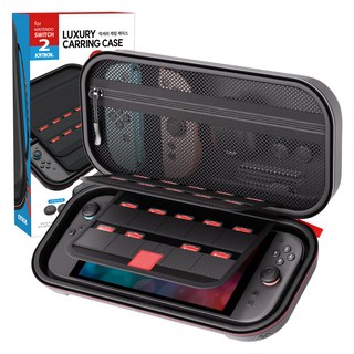 JOYTRON 任天堂 Switch 2 豪華便攜包 + Joy-Con搖桿帽 2入組, 黑色, 1個, SW2-CARRY01