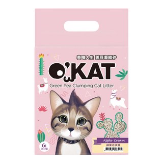 O'KAT 美喵人生 條狀豌豆凝結砂 100%天然可生物分解, 蘋果冰淇淋, 6L, 1包