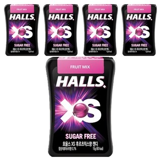 HALLS XS無糖迷你薄荷糖 綜合水果口味, 15g, 5盒