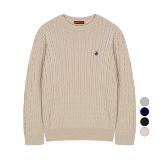 BEVERLY HILLS POLO CLUB 比佛利保羅 男女通用麻花圓領長袖棉質針織衫 CPN7T81