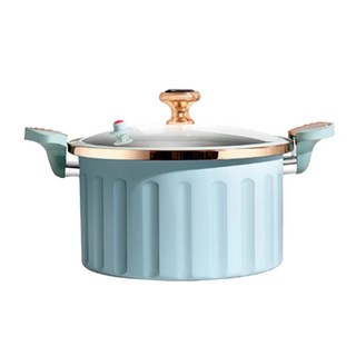好料理 陶瓷不沾微壓鍋, 7L容量，鍋體精鐵鍋身、陶瓷塗層，鍋蓋鋼化玻璃，PP手柄, 26.5cm, 藍色, 1個