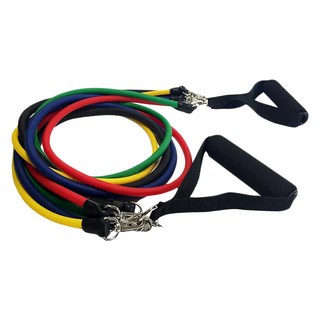 LEADER X 可拆卸高彈力訓練拉力繩 五種不同強度可替換 附收納袋, 1組, Multicolor