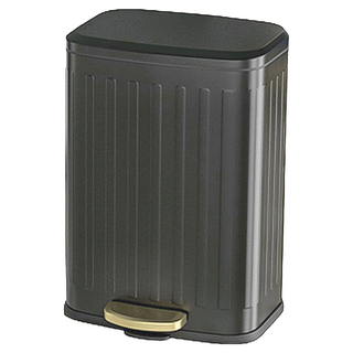 Mega 復刻輕奢不鏽鋼靜音垃圾桶, 外桶(22 x 15 x 32cm) 內桶(22 x 14.5 x 28cm), 啞光黑, 1個