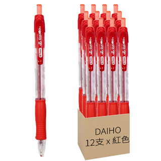 DAIHO 大豪 耐摔自動中油筆 12支 筆芯0.7mm, 藍色, 黑色, 紅色, 1組